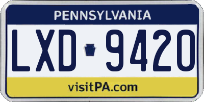 PA license plate LXD9420