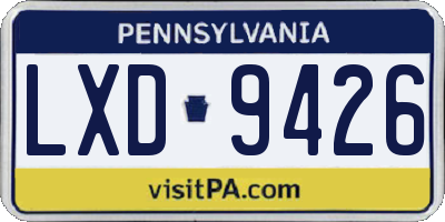 PA license plate LXD9426
