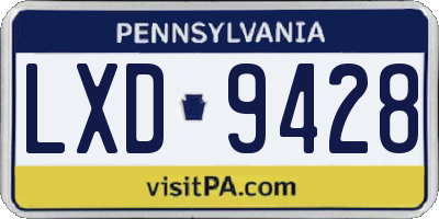 PA license plate LXD9428