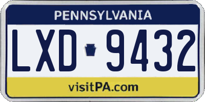 PA license plate LXD9432