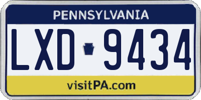 PA license plate LXD9434
