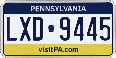 PA license plate LXD9445