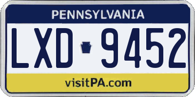 PA license plate LXD9452