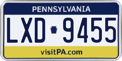 PA license plate LXD9455