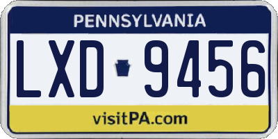 PA license plate LXD9456