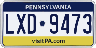 PA license plate LXD9473