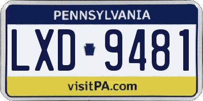 PA license plate LXD9481
