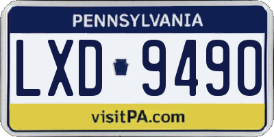 PA license plate LXD9490