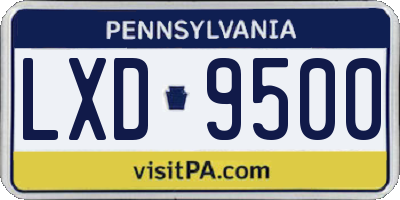 PA license plate LXD9500