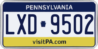 PA license plate LXD9502