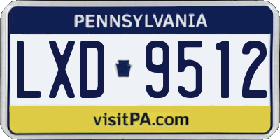 PA license plate LXD9512