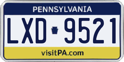 PA license plate LXD9521