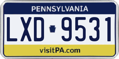 PA license plate LXD9531