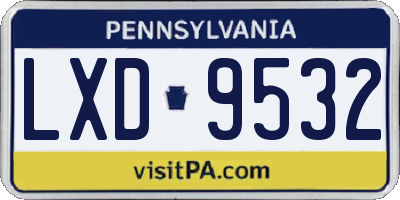 PA license plate LXD9532