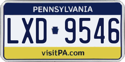 PA license plate LXD9546