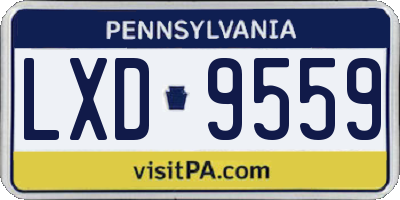 PA license plate LXD9559