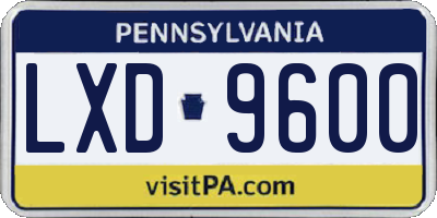 PA license plate LXD9600
