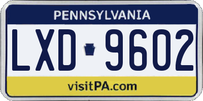 PA license plate LXD9602