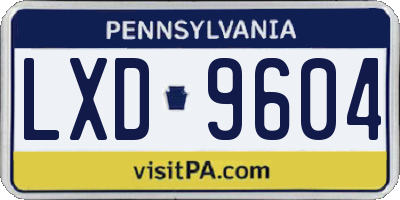 PA license plate LXD9604