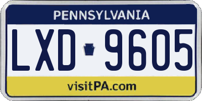 PA license plate LXD9605