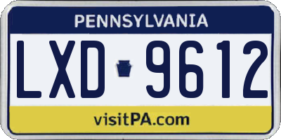 PA license plate LXD9612