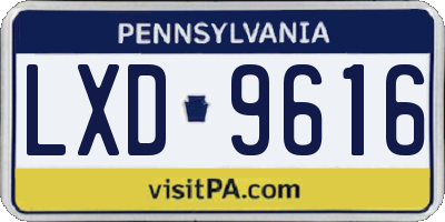 PA license plate LXD9616