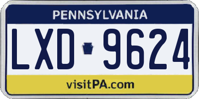 PA license plate LXD9624