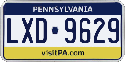 PA license plate LXD9629
