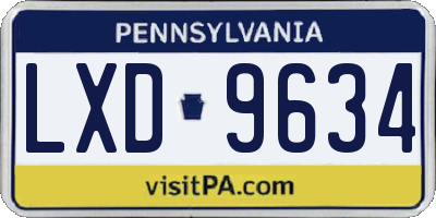 PA license plate LXD9634