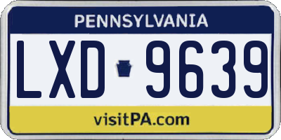 PA license plate LXD9639
