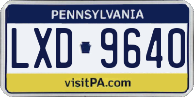 PA license plate LXD9640