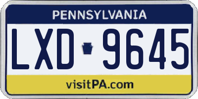 PA license plate LXD9645