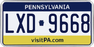 PA license plate LXD9668