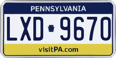 PA license plate LXD9670