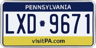 PA license plate LXD9671