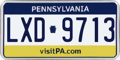 PA license plate LXD9713
