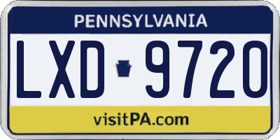 PA license plate LXD9720
