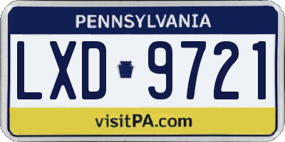 PA license plate LXD9721