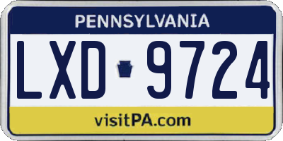 PA license plate LXD9724