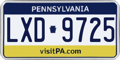 PA license plate LXD9725