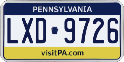 PA license plate LXD9726