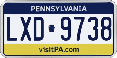 PA license plate LXD9738