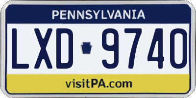 PA license plate LXD9740