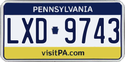 PA license plate LXD9743