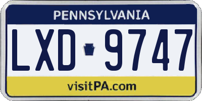 PA license plate LXD9747