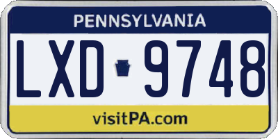 PA license plate LXD9748