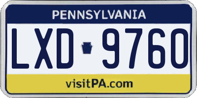PA license plate LXD9760