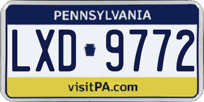 PA license plate LXD9772