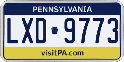 PA license plate LXD9773