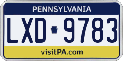 PA license plate LXD9783